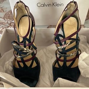 Vintage Calvin Klein strappy suede and leather heels